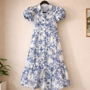 CeCe Blue and White Floral Dress